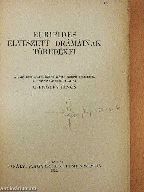 Euripides elveszett drámáinak töredékei