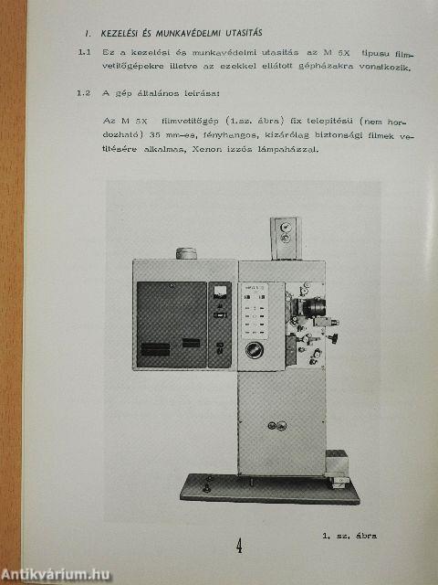 Kezelési és munkavédelmi utasítás az M5X tpusú filmvetítő gépekhez