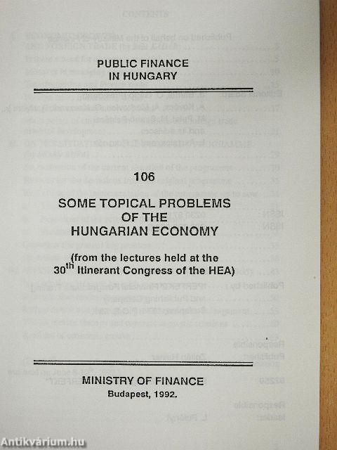 Some Topical Problems of the Hungarian Economy