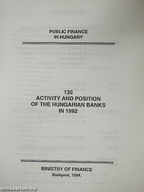 Activity and Position of the Hungarian Banks in 1992