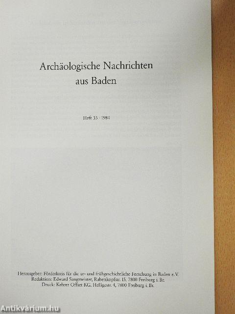 Archäologische Nachrichten aus Baden 1984/Heft 33