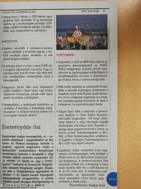 Szabad Föld kalendárium 2022