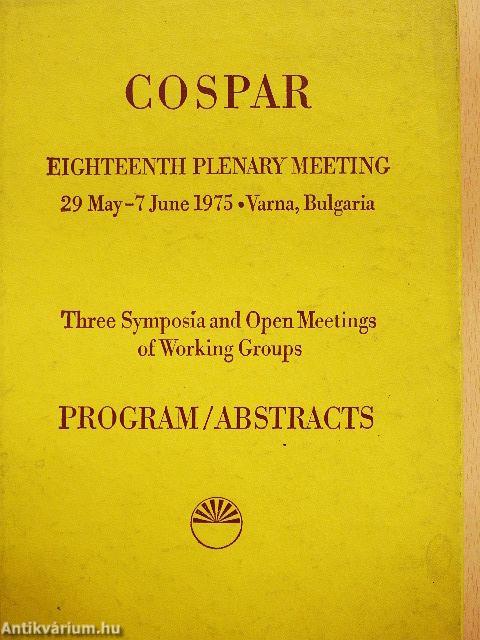 COSPAR Eighteenth Plenary Meeting 29 May - 7 June 1975, Varna, Bulgaria