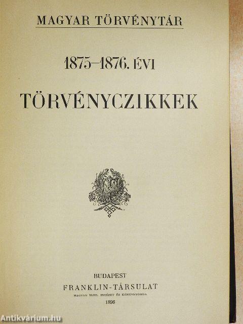 1875-1876. évi törvényczikkek