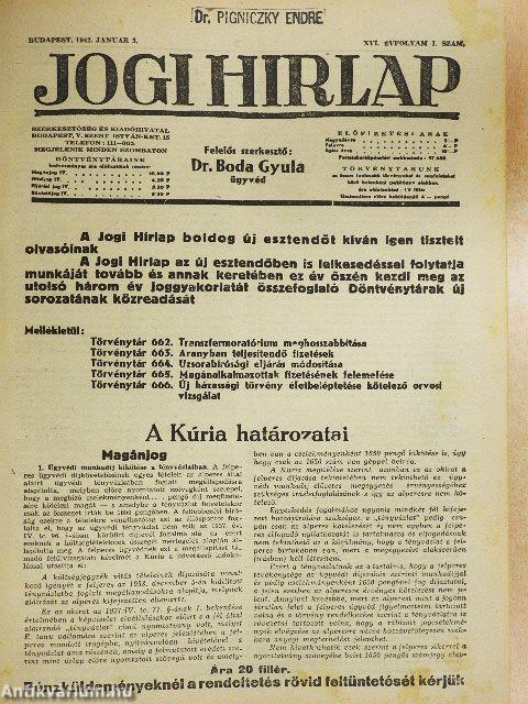 Jogi Hirlap 1942. január-december