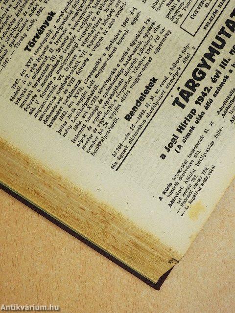 Jogi Hirlap 1942. január-december