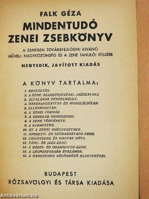 Mindentudó zenei zsebkönyv
