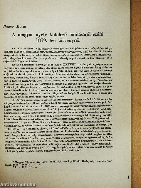 A magyar nyelv kötelező tanításáról szóló 1879. évi törvényről