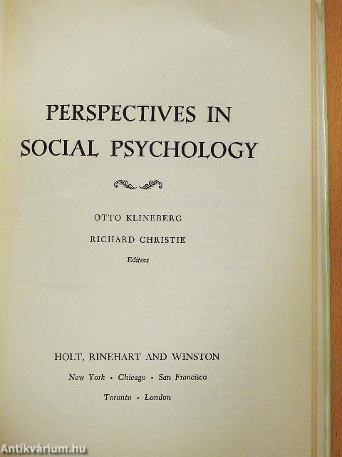 Perspectives in Social Psychology