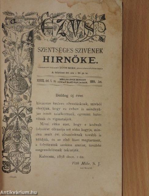 Jézus Szentséges Szivének Hirnöke 1899. január-december