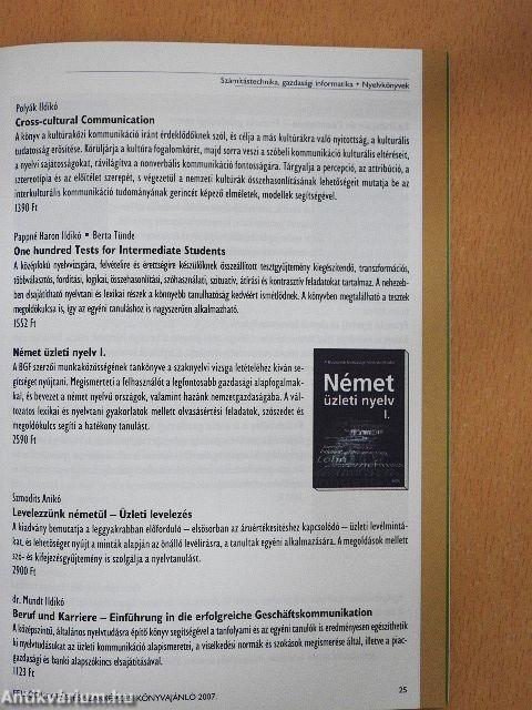 Felsőoktatási és szakképzési könyvajánló 2007