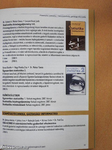 Felsőoktatási és szakképzési könyvajánló 2007