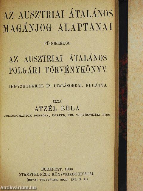 Római magánjog I-II./Az ausztriai átalános magánjog alaptanai