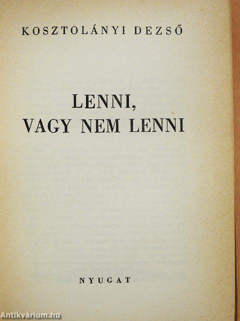 Lenni, vagy nem lenni