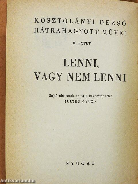 Lenni, vagy nem lenni