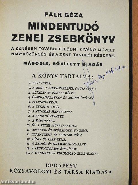 Mindentudó zenei zsebkönyv