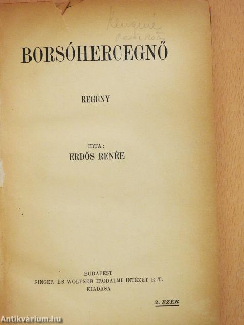 Borsóhercegnő (aláírt példány)