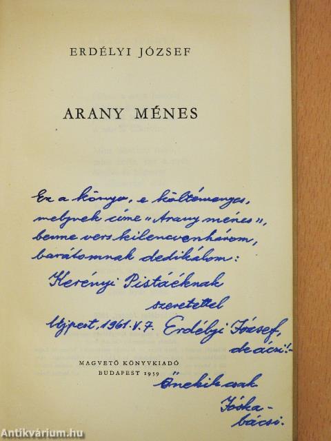 Arany ménes (dedikált példány)