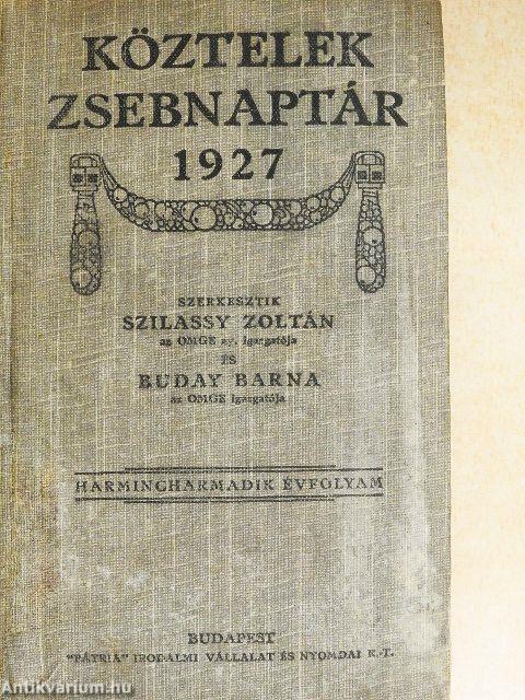Köztelek zsebnaptár 1927.