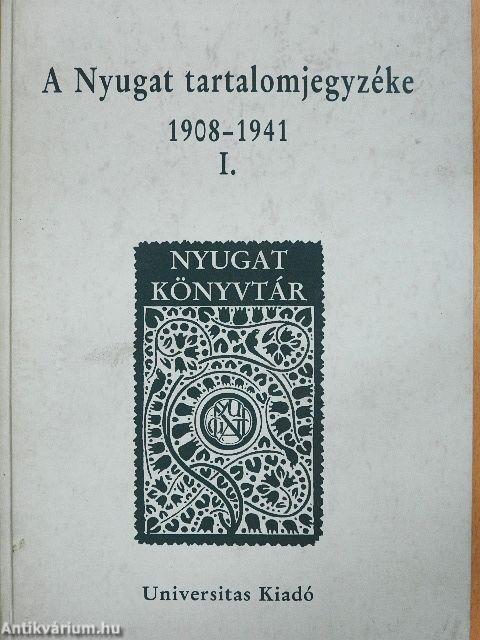 A Nyugat tartalomjegyzéke 1908-1941 I. - Floppy lemezzel