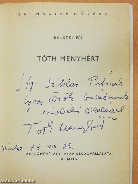 Tóth Menyhért (dedikált példány)