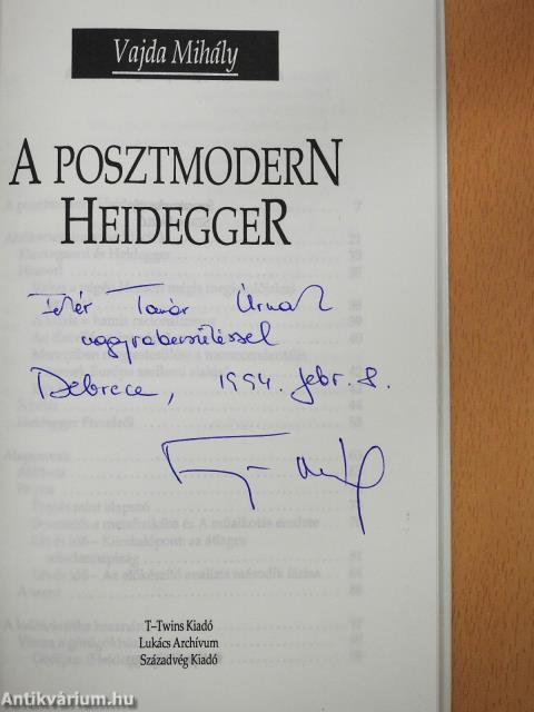 A posztmodern Heidegger (dedikált példány