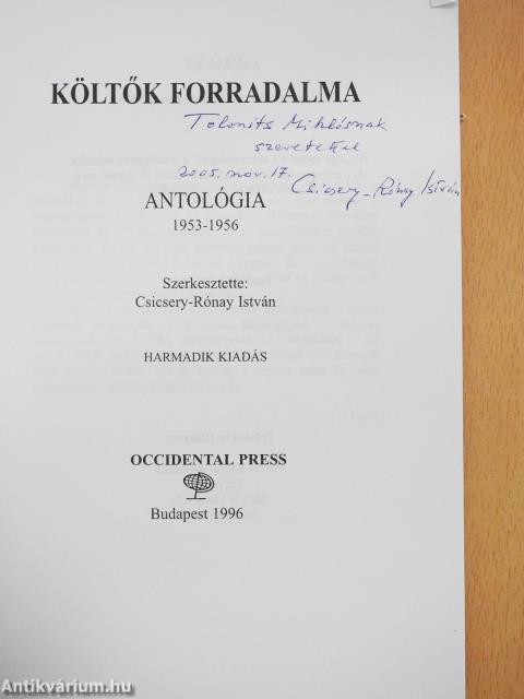 Költők forradalma (dedikált példány)