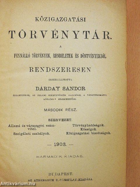 Közigazgatási törvénytár II.