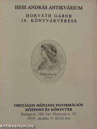 Hess András Antikvárium - Horváth Gábor 10. könyvárverése
