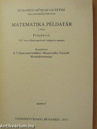 Matematika példatár I.