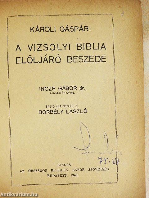A Vizsolyi Biblia előljáró beszéde