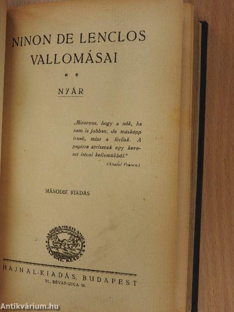 Ninon de Lenclos vallomásai I-III.