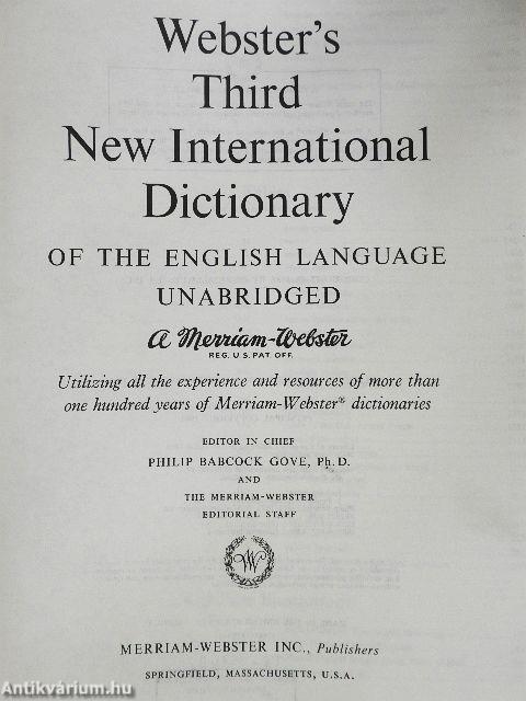 Webster's Third New International Dictionary of the English Language Unabridged