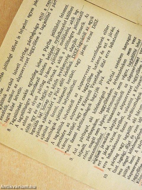 A Magyar Dolgozók Pártja Szervezeti Szabályzata