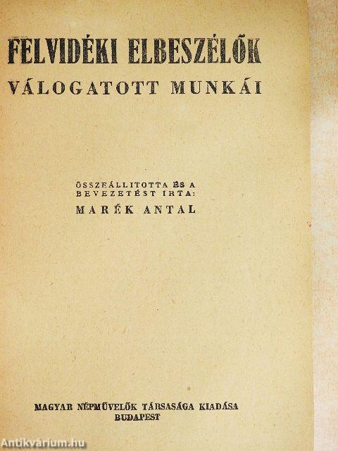 Felvidéki elbeszélők válogatott munkái