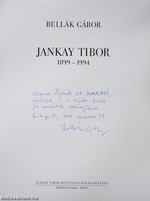 Jankay Tibor (dedikált példány)