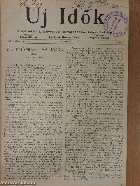 Uj Idők 1912-1913. (nem teljes évfolyam)