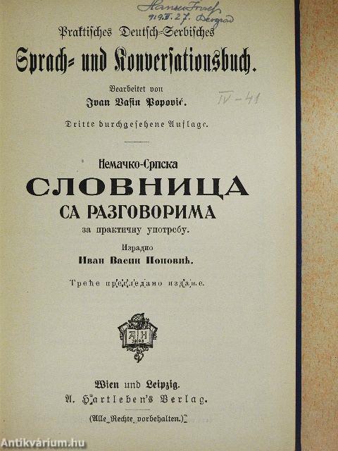 Praktisches Deutsch-Serbisches Sprach- und Konversationsbuch (gótbetűs)