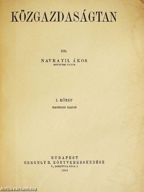 Közgazdaságtan I.
