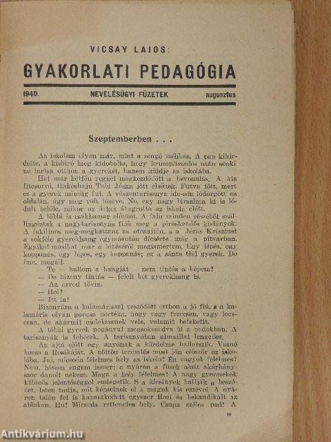 Gyakorlati pedagógia 1940. augusztus