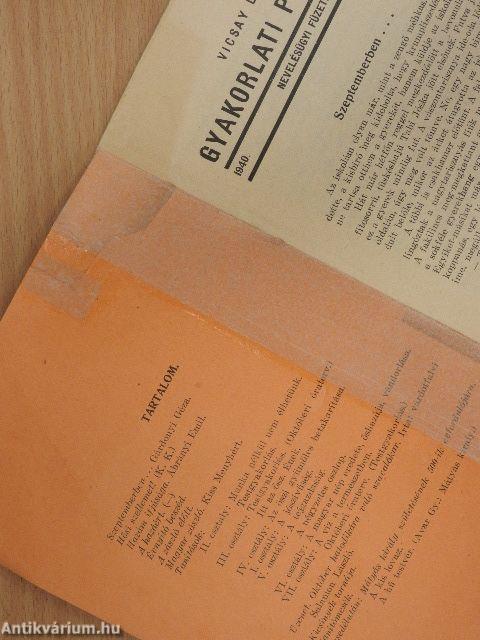 Gyakorlati pedagógia 1940. augusztus