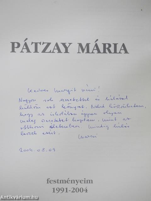 Pátzay Mária (dedikált példány)