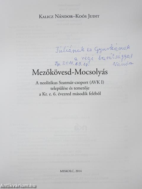 Mezőkövesd-Mocsolyás (dedikált példány)