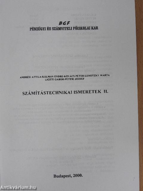 Számítástechnikai ismeretek II.