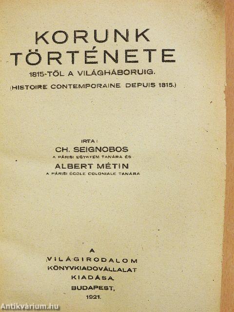Korunk története 1815-től a világháboruig