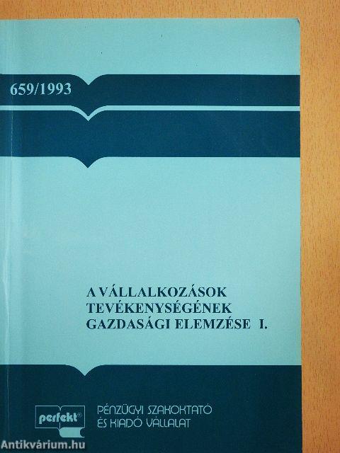 A vállalkozások tevékenységének gazdasági elemzése I.
