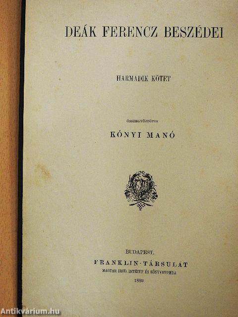 Deák Ferencz beszédei III.