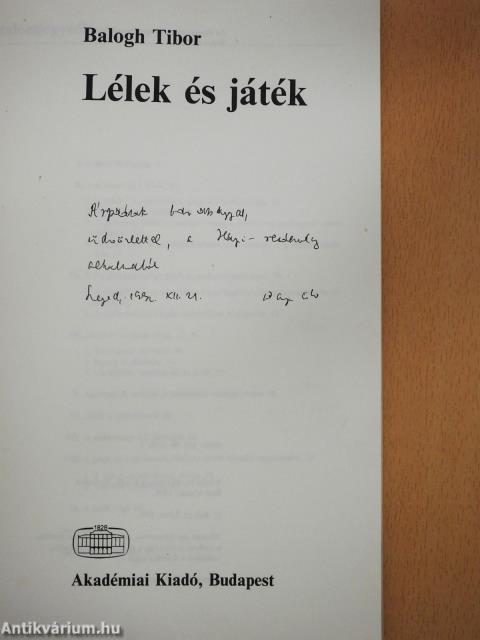 Lélek és játék (dedikált példány)