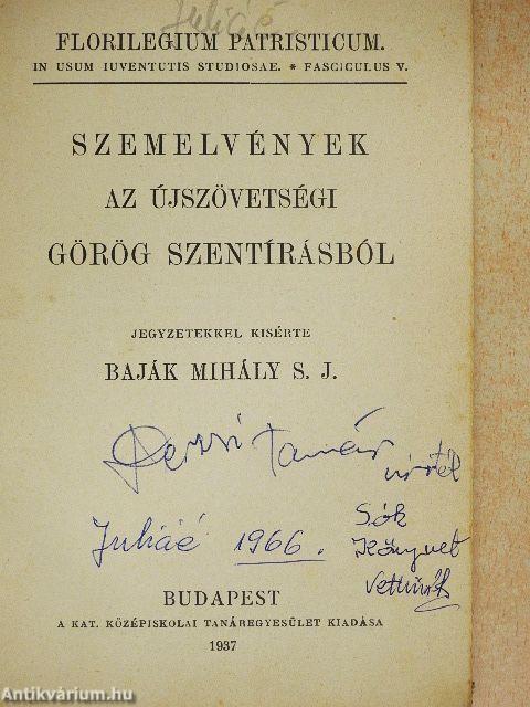 Szemelvények az újszövetségi görög szentírásból