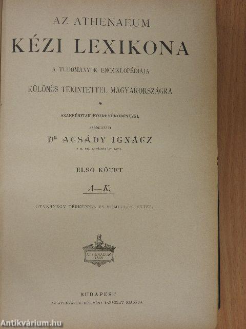 Az Athenaeum Kézi Lexikona I. (töredék)